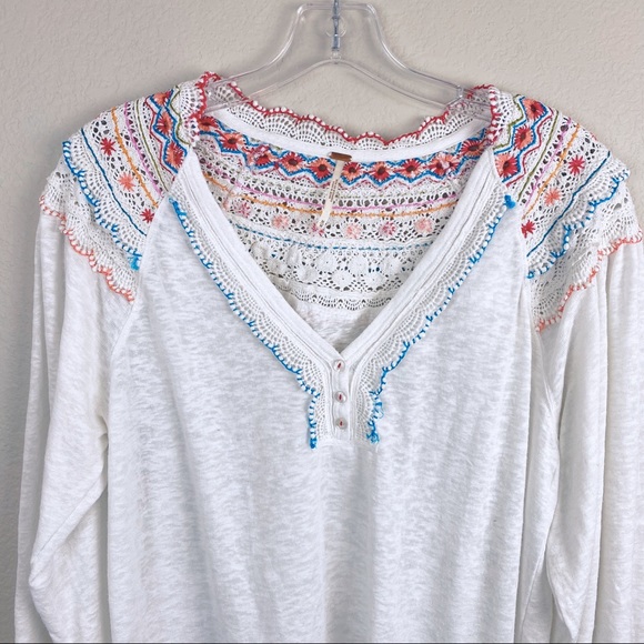 FREE PEOPLE Ivory Siesta Fiesta Ivory Top Medium - Picture 4 of 16